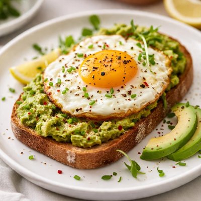 Avocado toast with fried egg