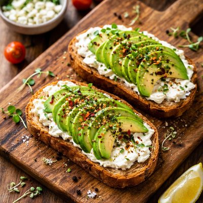 Avocado toast with goat cheese