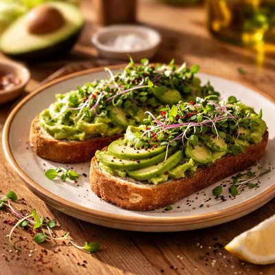 Avocado toast with microgreens