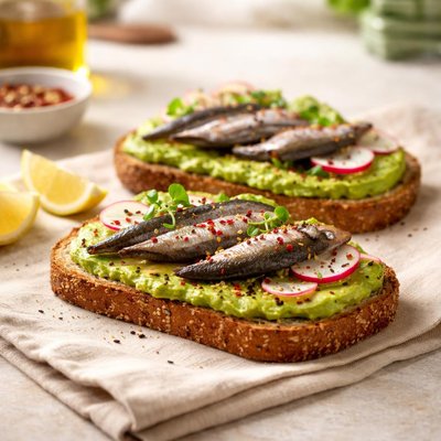 Avocado toast with sardines