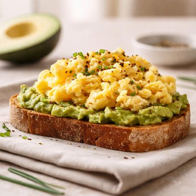 Avocado toast with scrambled egg