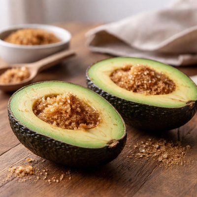 Avocado with brown sugar