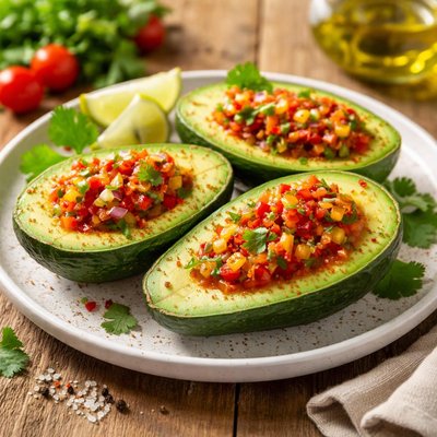 Avocado with pepper sauce