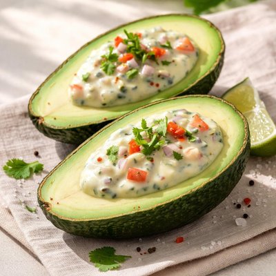 Avocado with sauce