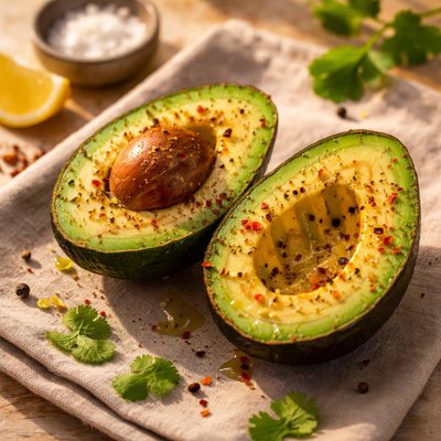 Avocado with seasoning