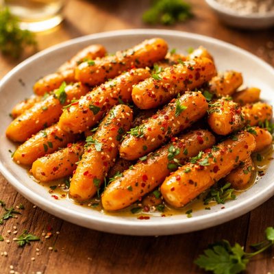 Baby carrots with dressing