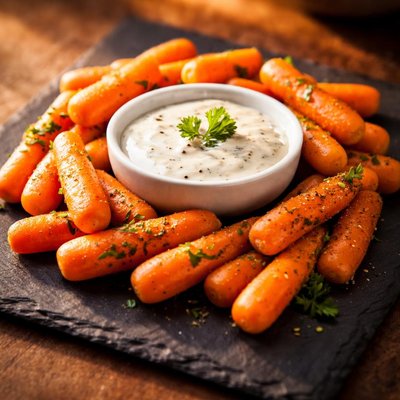 Baby carrots with ranch dressing