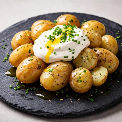 Baby potatos with butter and sour cream
