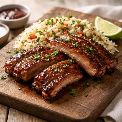 Baby ribs with rice