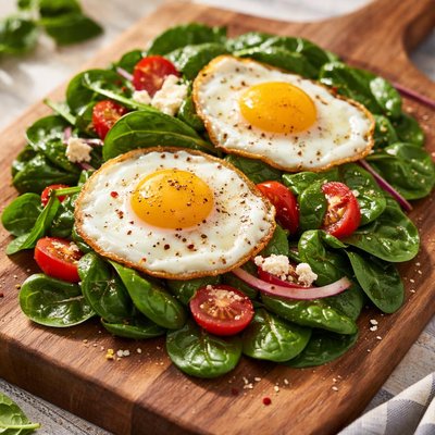 Baby spinach with egg