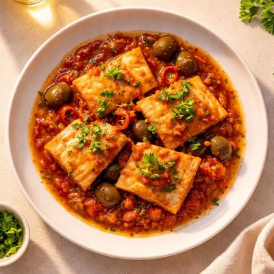 Bacalao with tomato sauce
