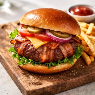 Bacon-wrapped burger