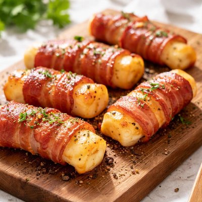Bacon-wrapped cheese