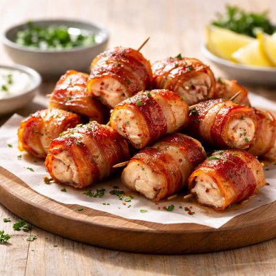Bacon-wrapped chicken bites