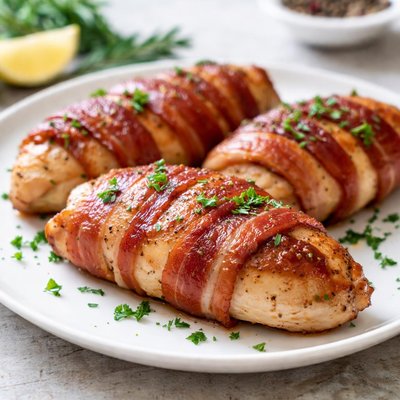 Bacon-wrapped chicken breast