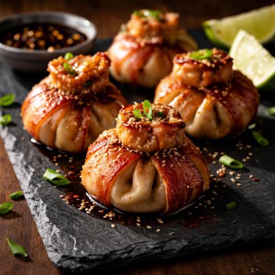 Bacon-wrapped dumpling