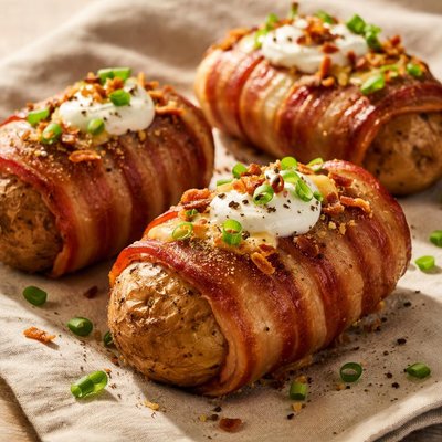 Bacon-wrapped potato