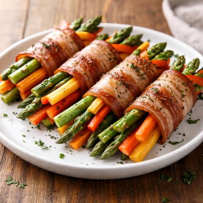 Bacon-wrapped vegetables