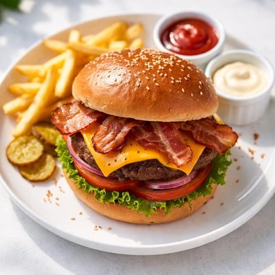 Bacon and cheese burger