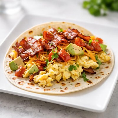 Bacon and egg breakfast taco