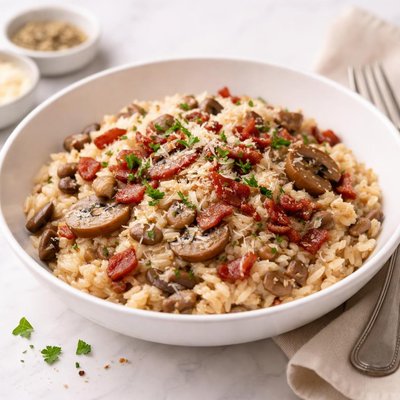 Bacon and mushroom risotto