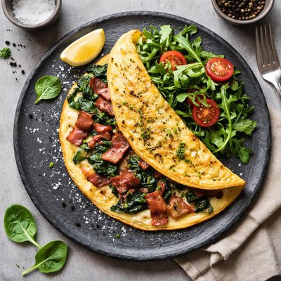 Bacon and spinach omelette