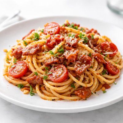 Bacon and tomato spaghetti