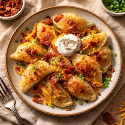 Bacon cheddar perogies