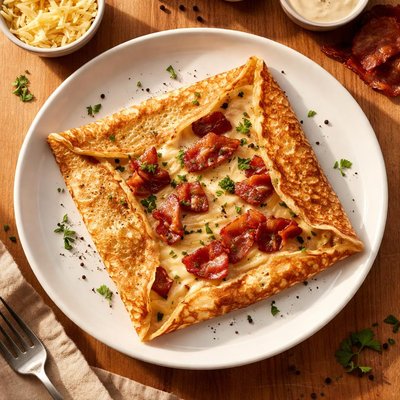 Bacon cheese crepe