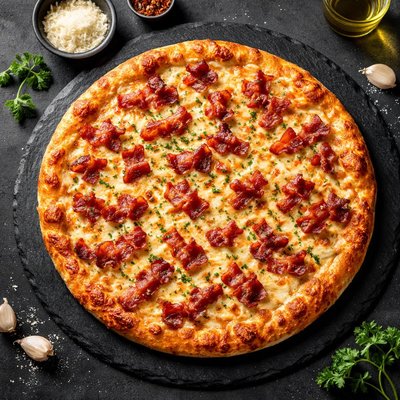 Bacon cheese pizza