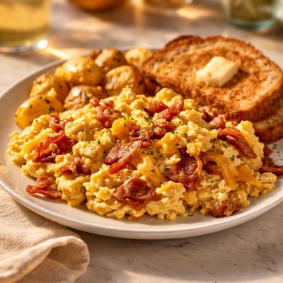 Bacon cheese scramble