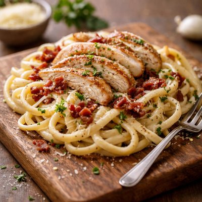 Bacon chicken alfredo