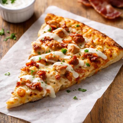 Bacon chicken ranch pizza slice