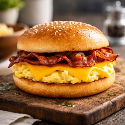 Bacon egg and cheddar sandwich