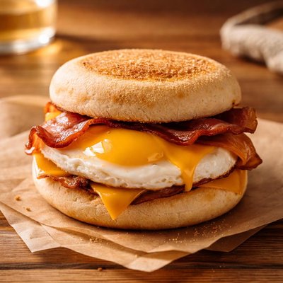 Bacon egg and cheese breakfast muffin