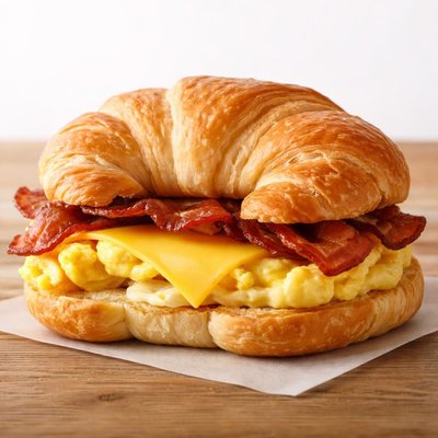 Bacon egg and cheese croissanwich