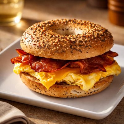 Bacon egg and cheese everything bagel