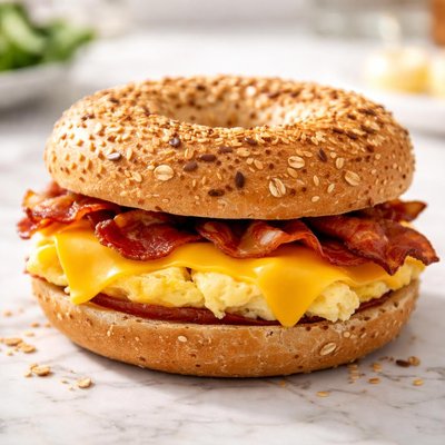 Bacon egg and cheese multigrain bagel