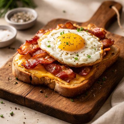 Bacon egg and cheese on toast