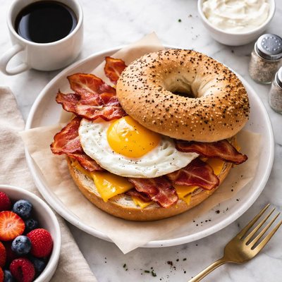 Bacon egg bagel breakfast