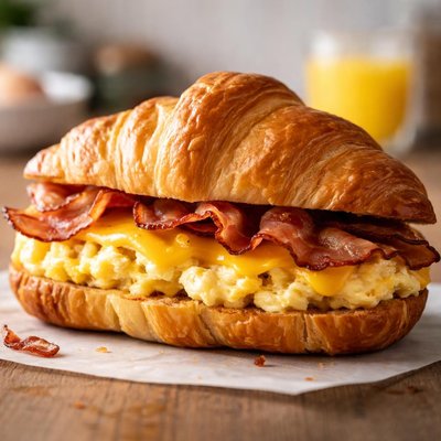 Bacon egg cheddar croissant