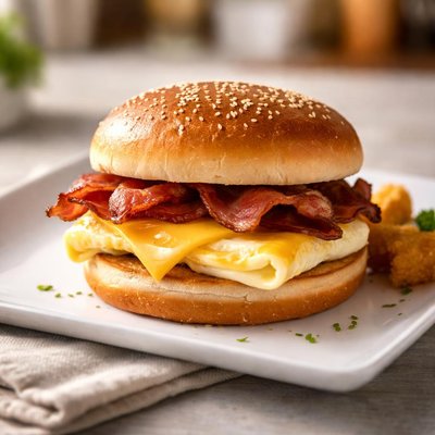 Bacon egg cheese breakfast sandwich