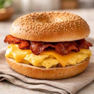 Bacon egg cheese on a bagel