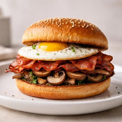Bacon egg mushroom sandwich