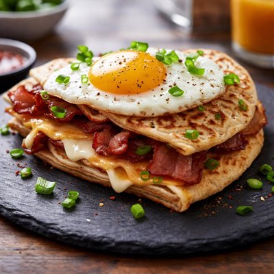 Bacon egg on a scallion pancake