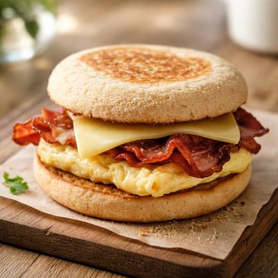 Bacon gouda breakfast sandwhich