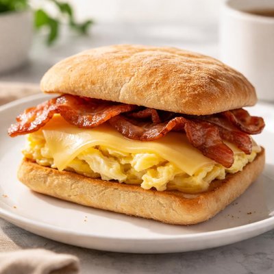 Bacon gouda breakfast sandwich
