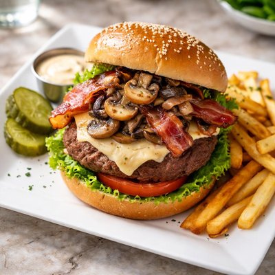 Bacon mushroom jack burger