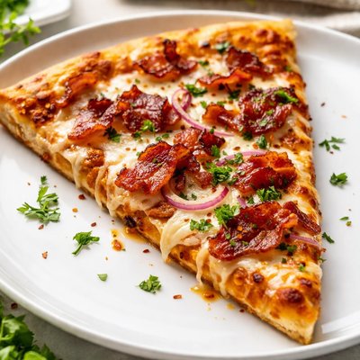 Bacon pizza slice