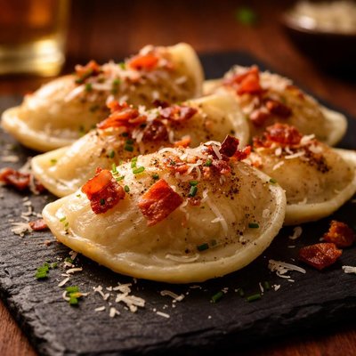Bacon romano cheese perogies